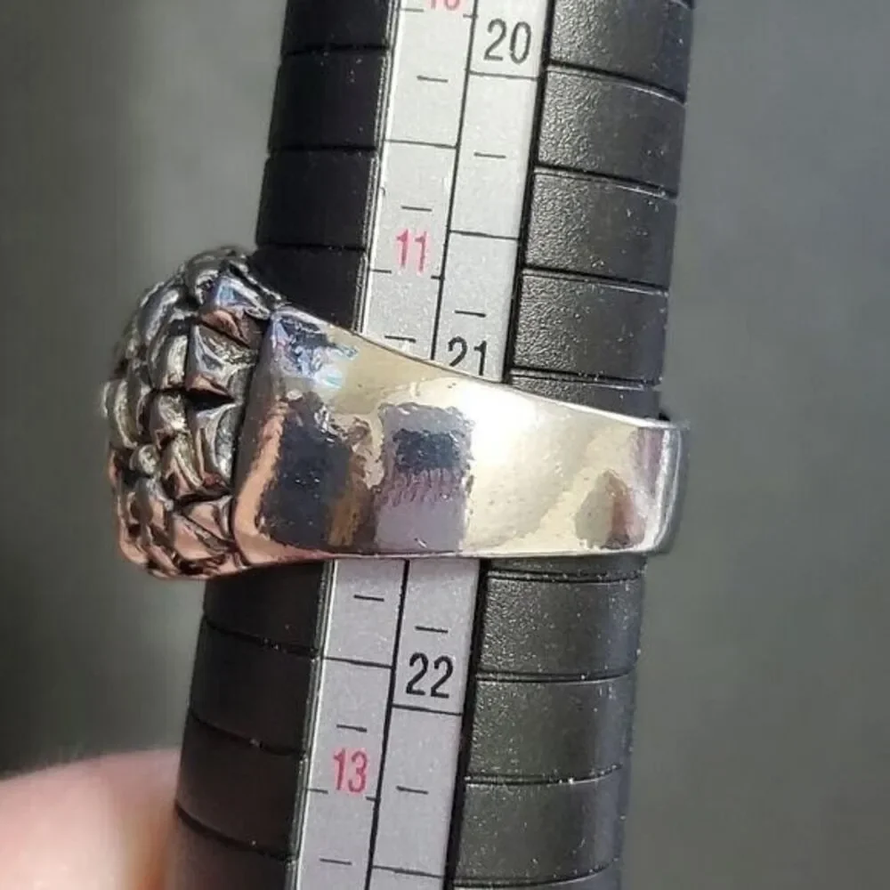 Silver tone orange dragon's eye ring size 12